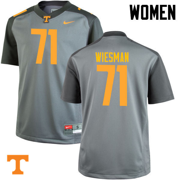 Women #71 Dylan Wiesman Tennessee Volunteers College Football Jerseys-Gray - Click Image to Close